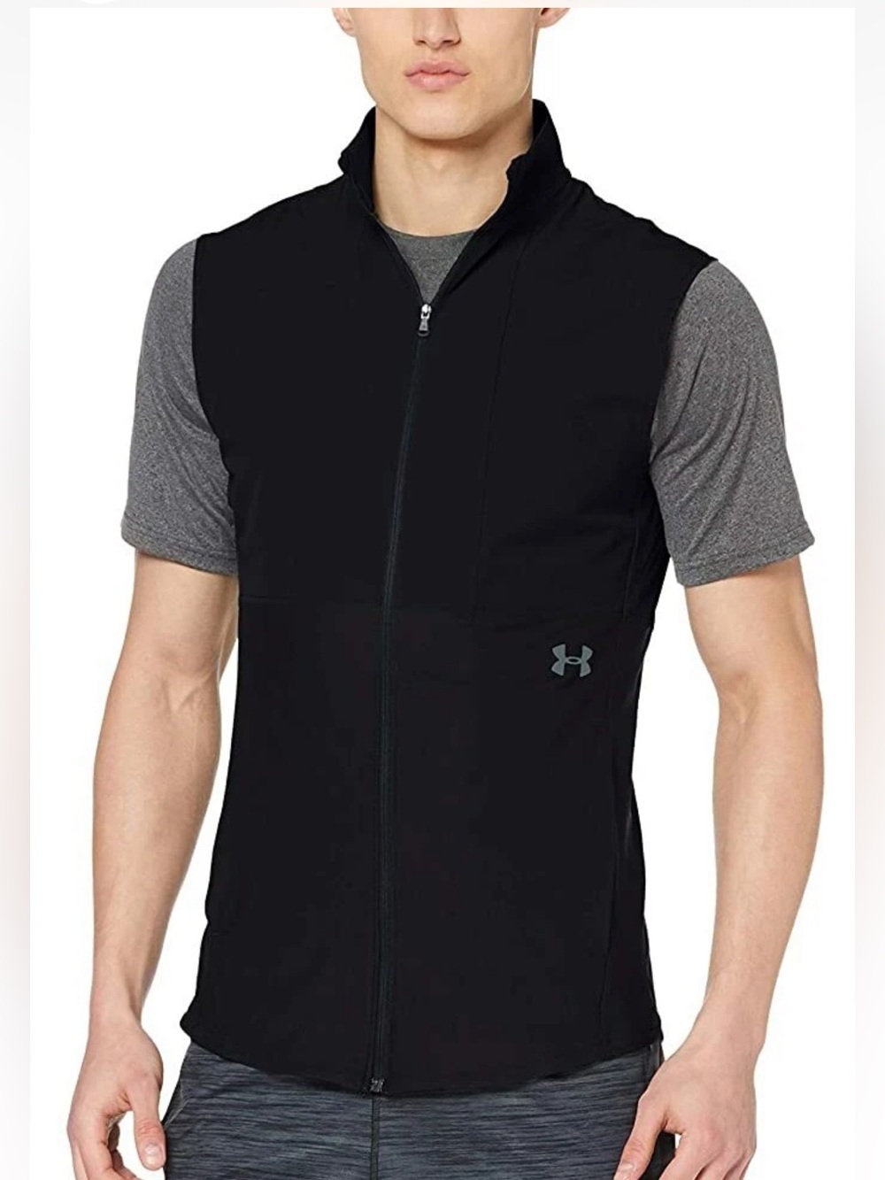 Under Armour Men’s Vanish Hybrid Vest Warm-Up Golf Black Full-Zip Athletic Vest